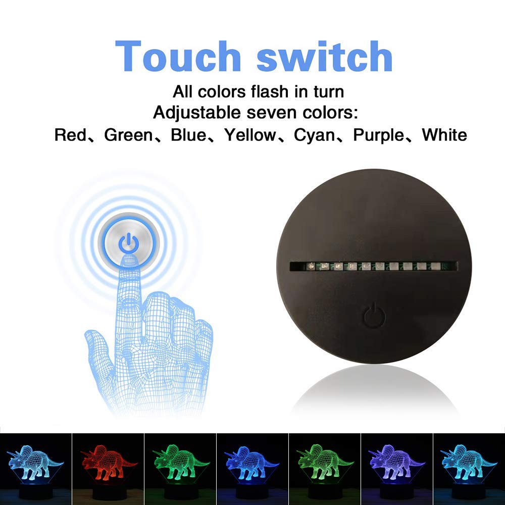 TITISKIN 3D Illusion LED Night Light 7 Colors Gradual Changing Touch Switch USB Table Lamp for Holiday Gifts — view 4