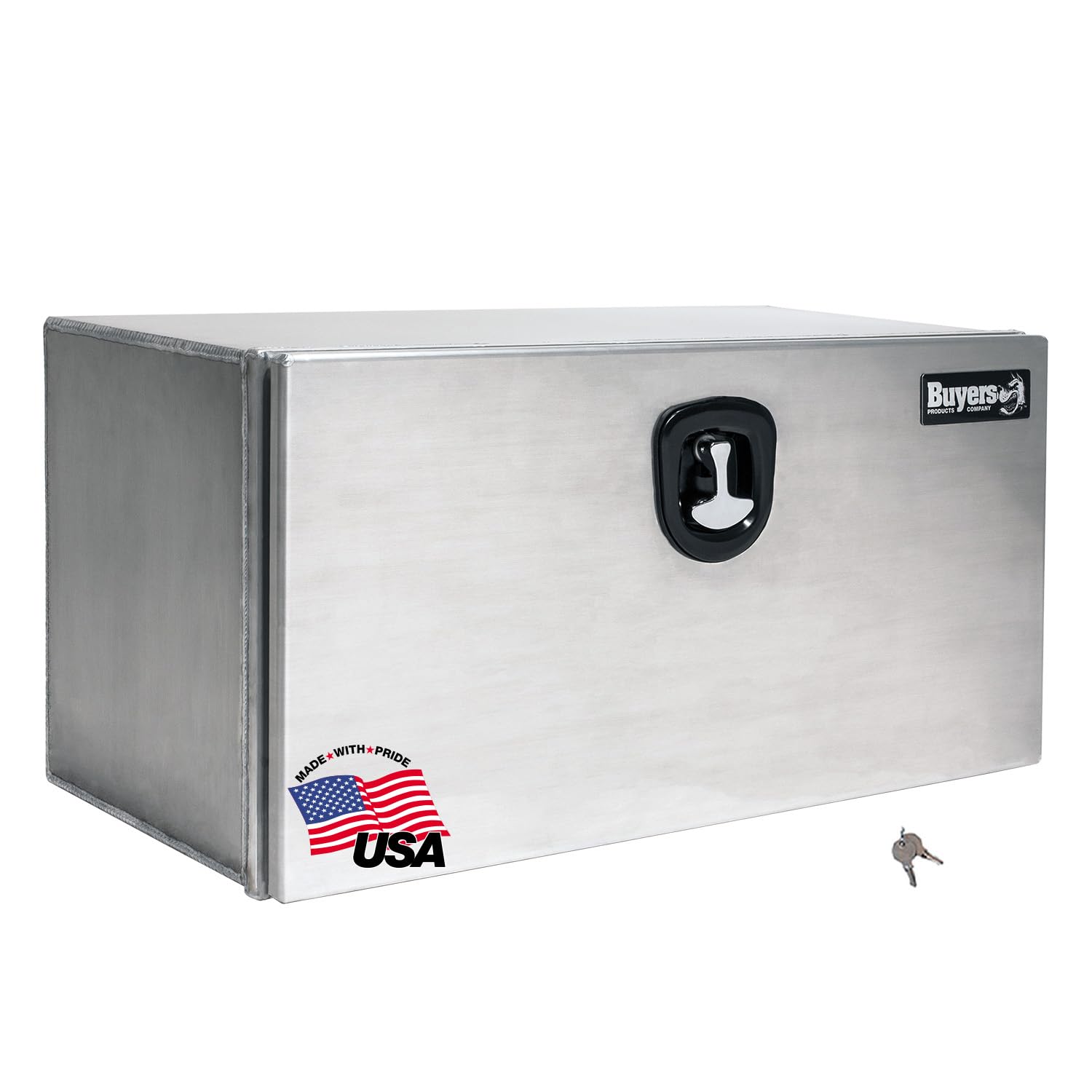 Buyers Products 1706410 Pro Series Underbody Truck Box With 3-Point Compression Latch, Smooth Silver Aluminum, Made in the USA, 18 x 18 x 48 Inches, Truck Tool Box For Storage &amp; Organization