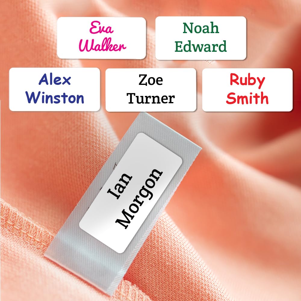 120 Personalised Stick On Name Labels for Clothes No Iron Just Peel & Stick On Name Stickers Kids Name Labels School Uniform Name Tags Washable Clothing Labels and Care Home Labels Papa Prints