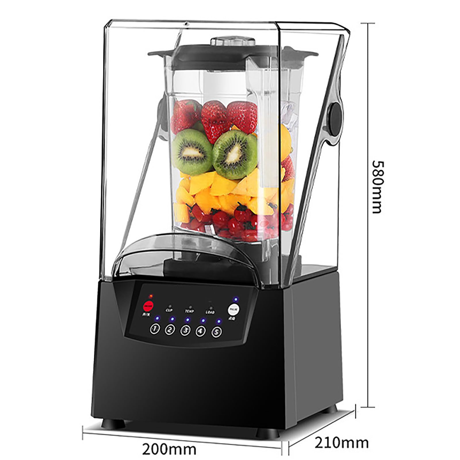 Frullatore portatile per frullati a mano, 2 l con 5 preset, 17000 giri/min, macchina da cucina silenziosa a parete rotta, frullatore mixer con bicchiere, ideale per frullati e frutta