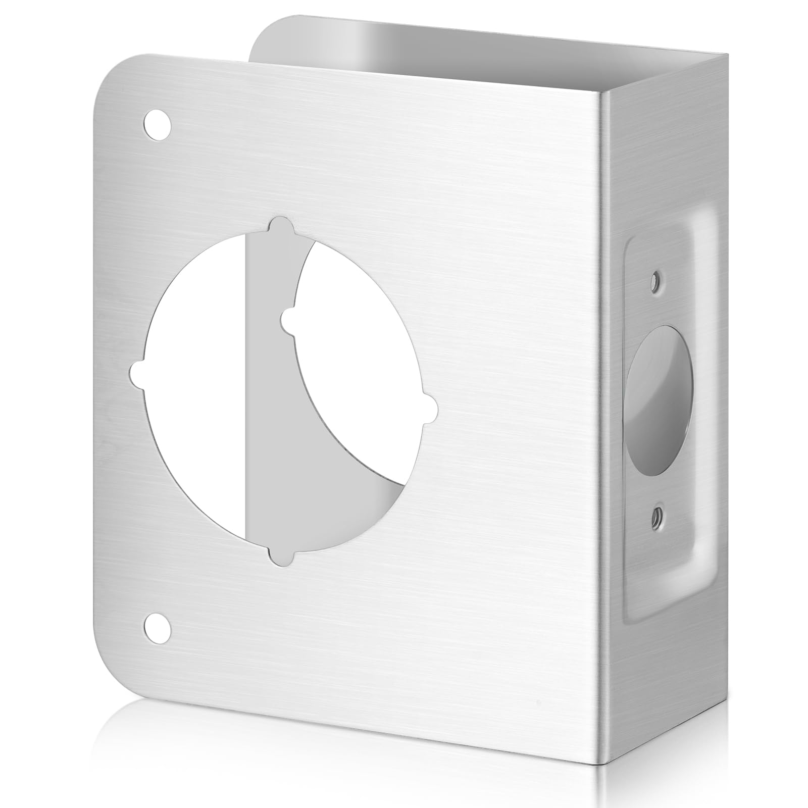 Ferraycle 1 Pc Lock and Door Reinforcement Plate 1-3/4-Inch Thick by 2-3/8-Inch Backset 2-1/8-Inch Bore Doors Reinforce Repair Stainless Steel Home Security Plate Add Security to Your Home (Silver)