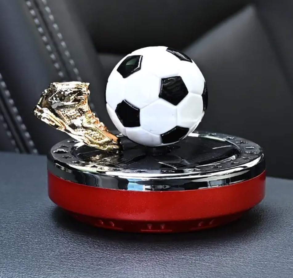 Image of YOURKARTS.COM Solar Powered Football Trophy Display Stand (M, Small Shoe) - Golden Shoe with Rotating Base for Sports Enthusiast Car Interiors car accessories