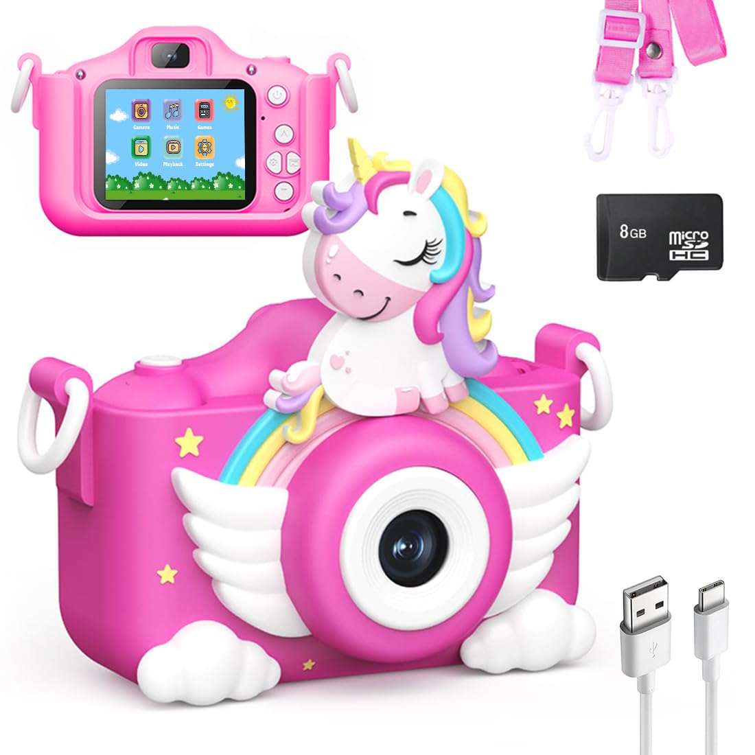 Wembley Unicorn 48MP Kids Digital Camera with Video Recorder | 2-Inch Screen & 4GB SD Card | Birthday Gift for Boys & Girls Ages 5-10 | Mini Camera for Fun Photo & Video | Best Toy Camera for Kids-image-37
