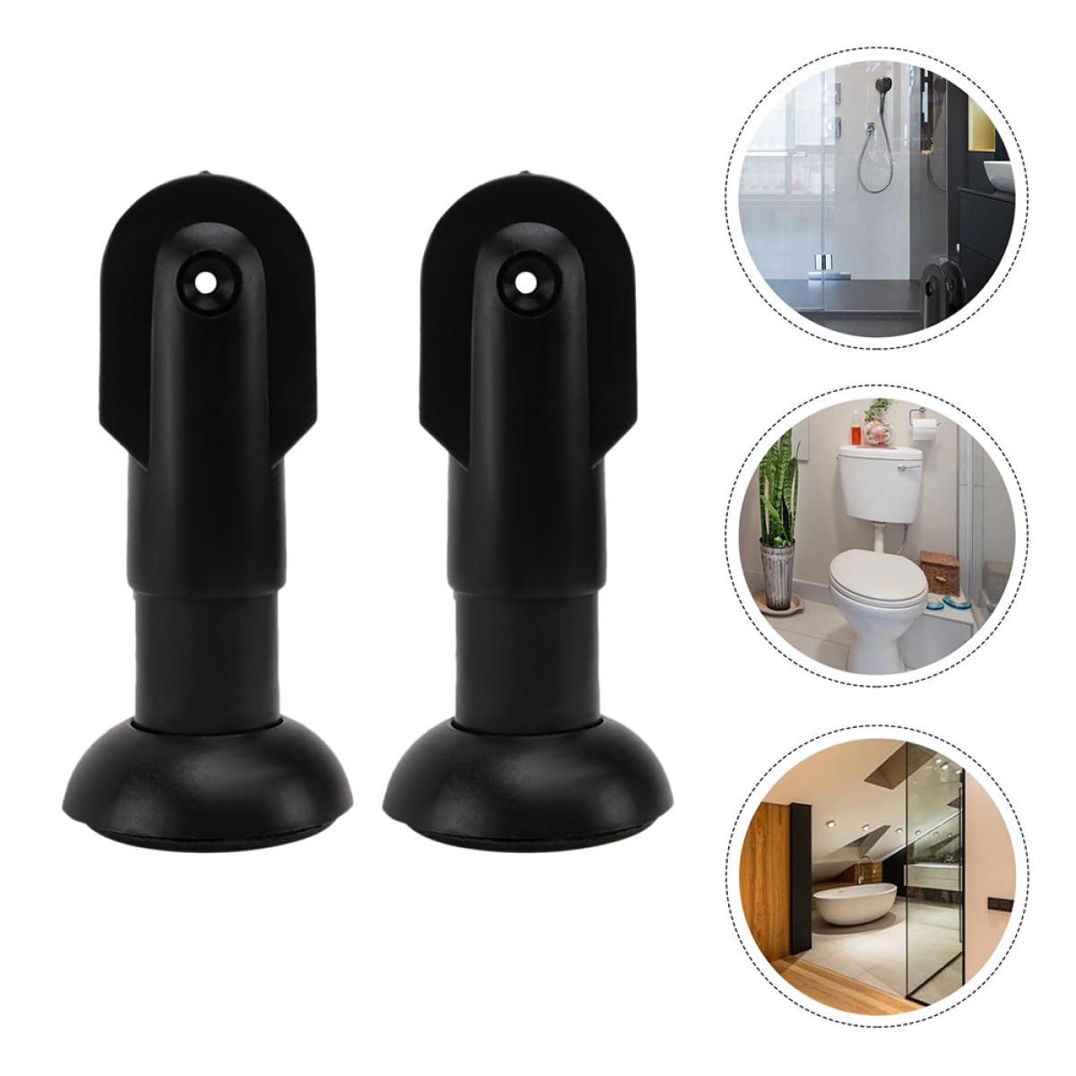 LIFKOME 2 Soportes de Plástico Negro para Mampara de Baño Altura Ajustable Resistente Corrosión
