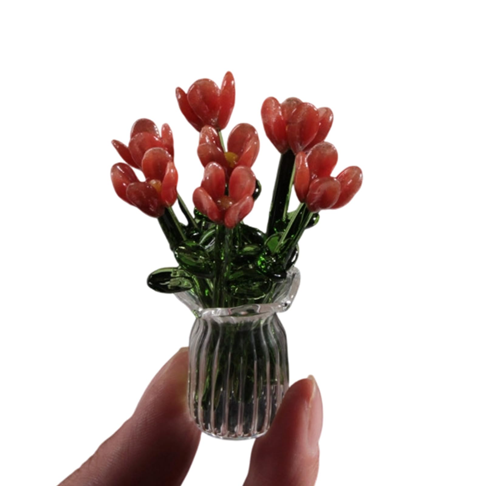 Glass Decorative Flowers Bouquet Handcraft Crystal Flower Statue Ornaments Simulation Flower Collectible Glass Blown Ornaments