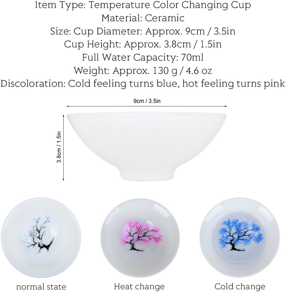 Color Changing Ceramic Tea Cup, Hot Cold Sensitive Flower Mug 70ml