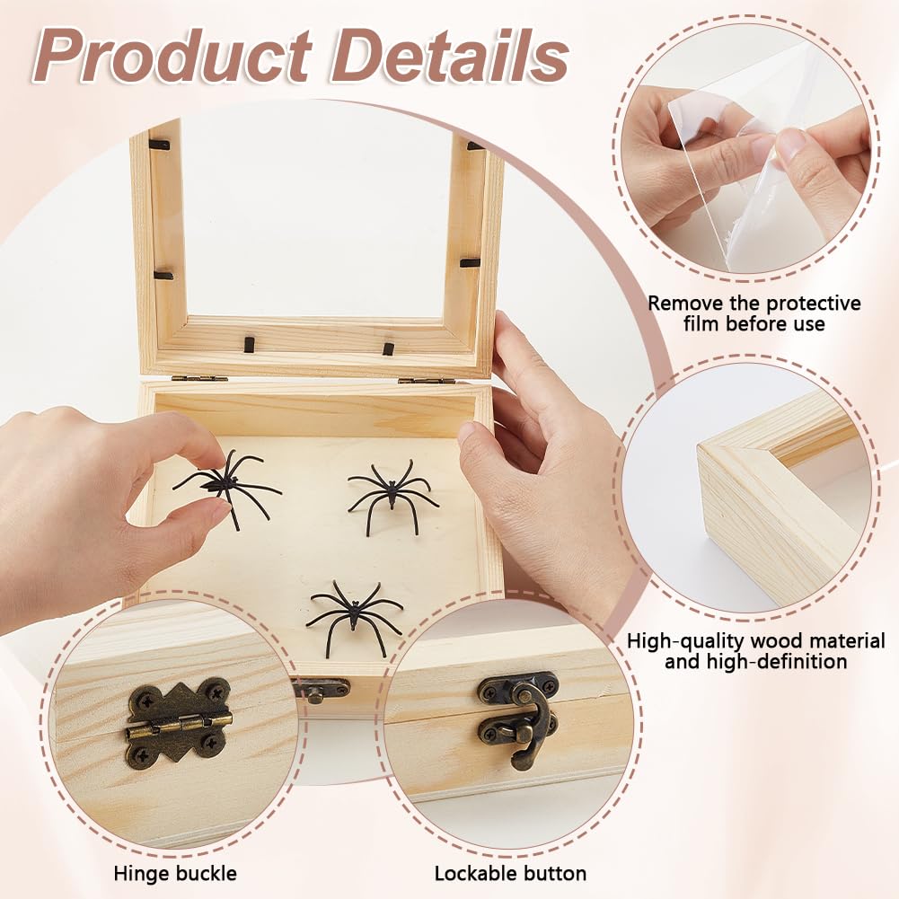 AHANDMAKER Espositore per insetti, cornice in legno con farfalle e ombre con piano in vetro trasparente, per raccogliere esemplari per visualizzare foto e insetti, 16 x 15 cm, bianco navajo