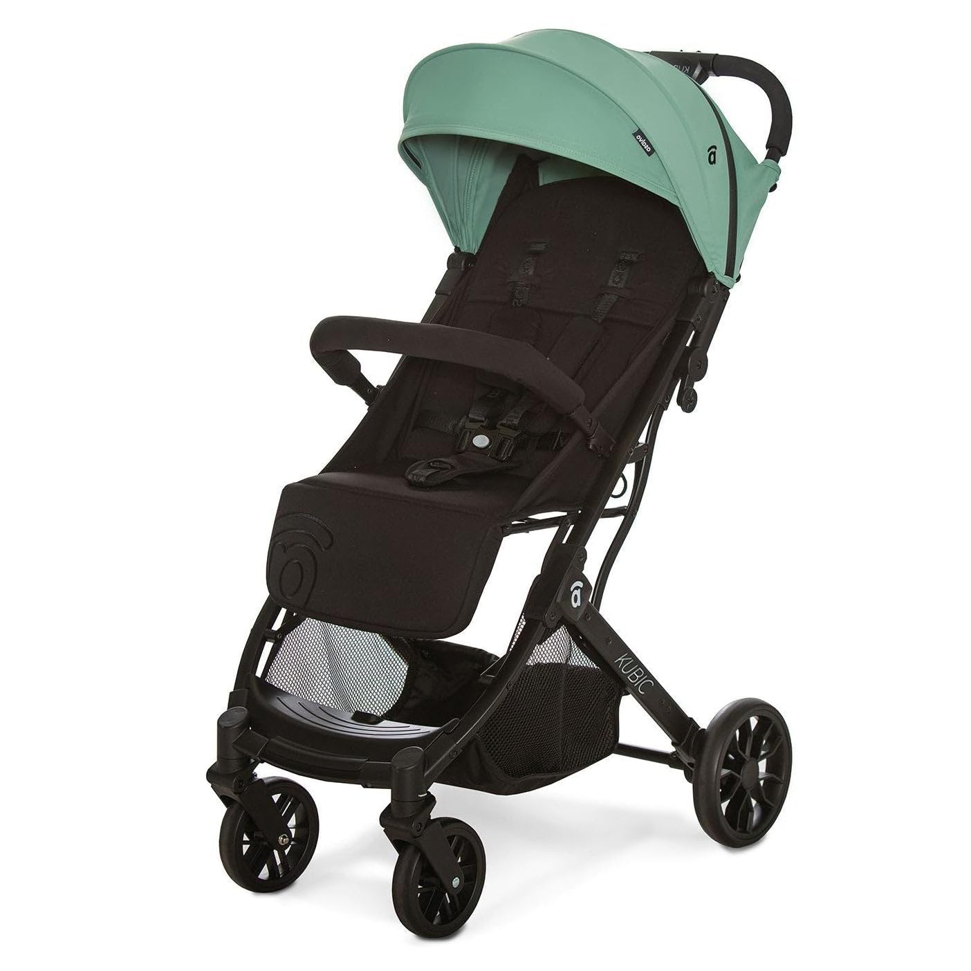 Silla de Paseo Ligera y Compacta con Plegado con una Mano, Ruedas Grandes, Reclinable y Apta para Cabina – Carrito de Bebé con Asa Trolley y SPF50+ – Asalvo KUBIC 2 Verde