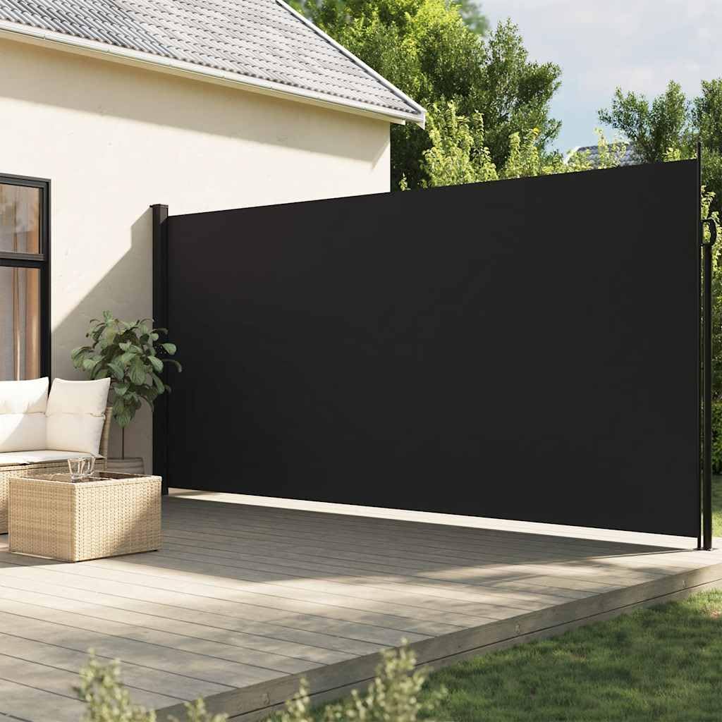 IKAYAA Retractable Side Awning Privacy screen garden Sun Shade Protector Balcony Screen Fence Panels Wind & UV Protection Garden Awning-black-200 x 300 cm