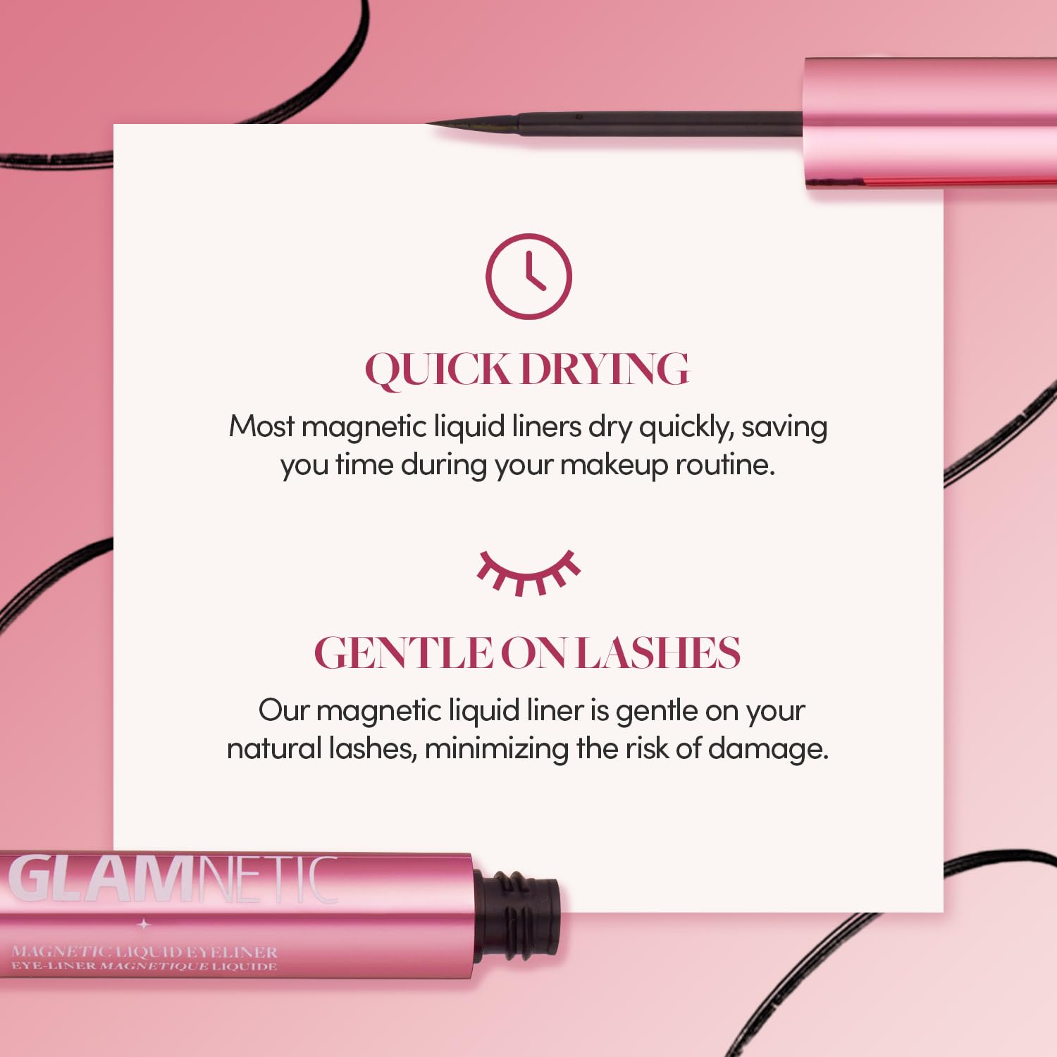 Glamnetic Magnetic Eyeliner, Liquid Black, for Eyelashes - Waterproof & Smudge Proof Liner | All-Day Hold for Magnetic Lashes, Quick-Drying, Paraben-Free 0.025 fl oz