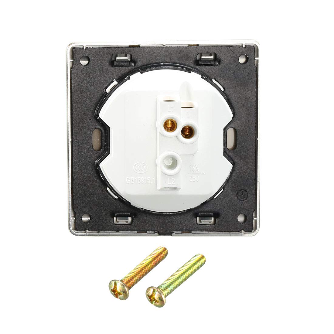 sourcing map Interrupteur sonnette porte Bouton réinitialisation 86x86 automatique motif cloche 250V
