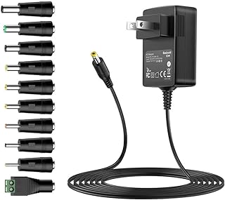 Basicvolt Universal Power Supply 12V 1A AC Adapter, 100-240V AC to DC Power Adapter 12V 1000mA Wall Charger for Webcam Bluetooth Speaker Router LED Strip Light CCTV Camera and More 12V Devices