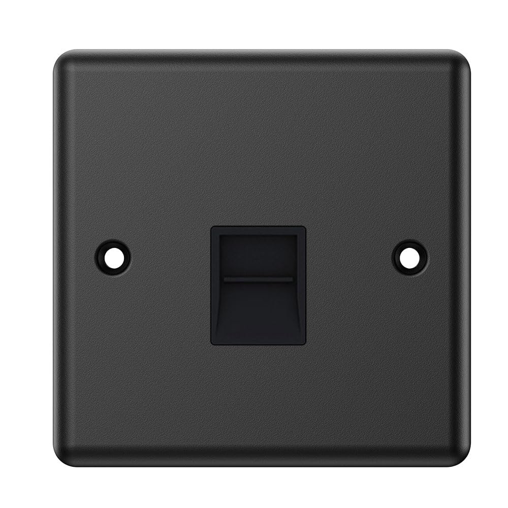 Matt Black Classical Telephone Slave Socket Black Insert - Bt Phone Socket