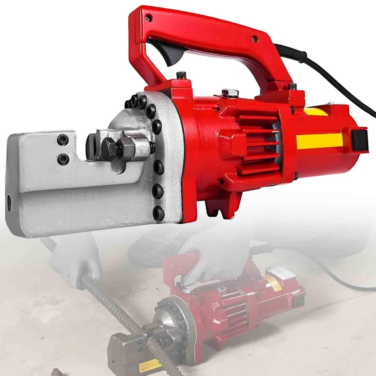 UORDBY Electric Hydraulic Bolt Cutter 1250W, Electric Rebar Cutter, Cuts 4-20mm, Rebar in 3-3.5 Seconds, C-Shaped Open Clamp Head, for Railway and Housing Construction Red