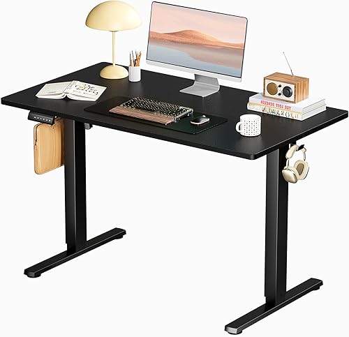 Smug Escritorio de pie de altura ajustable de 40 pulgadas, mesa de computadora eléctrica para sentarse, de pie, mesa de computadora ergonómica de