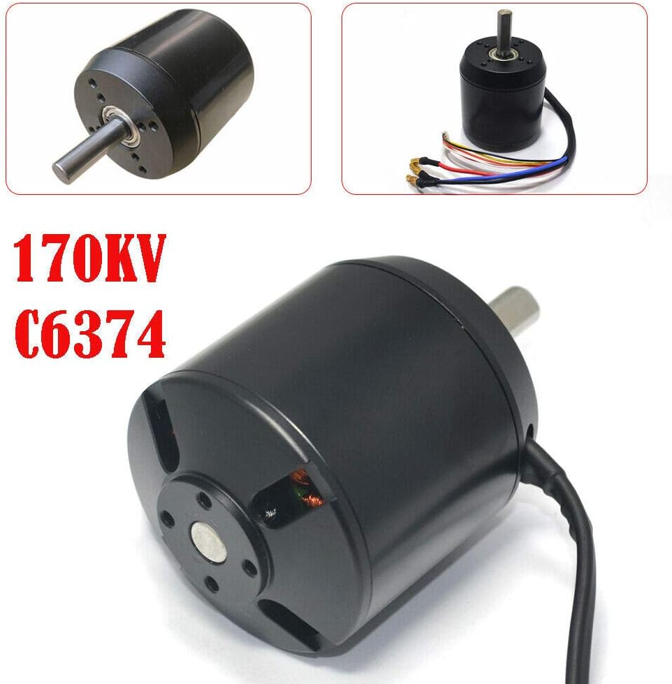 C6374 Efficience Brushless Motor, 170KV Efficience Sensored Brushless Motor, 10mm Shaft w/Jst 5p 2.0 Hall Male Plug for Electric Skateboard Longboard Motor
