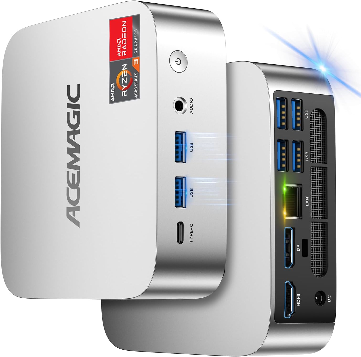 ACEMAGICIAN Kron K1 Smallest Mini PC Windows 11 Pro,AMD Ryzen 4300U (up to 3.7 GHz), 16GB RAM/512GB M.2 SSD, Mini Office Desktop PC, Support 4K@60Hz Display/AMD Radeon Graphics/5G WiFi/BT 4.2/USB 3.2