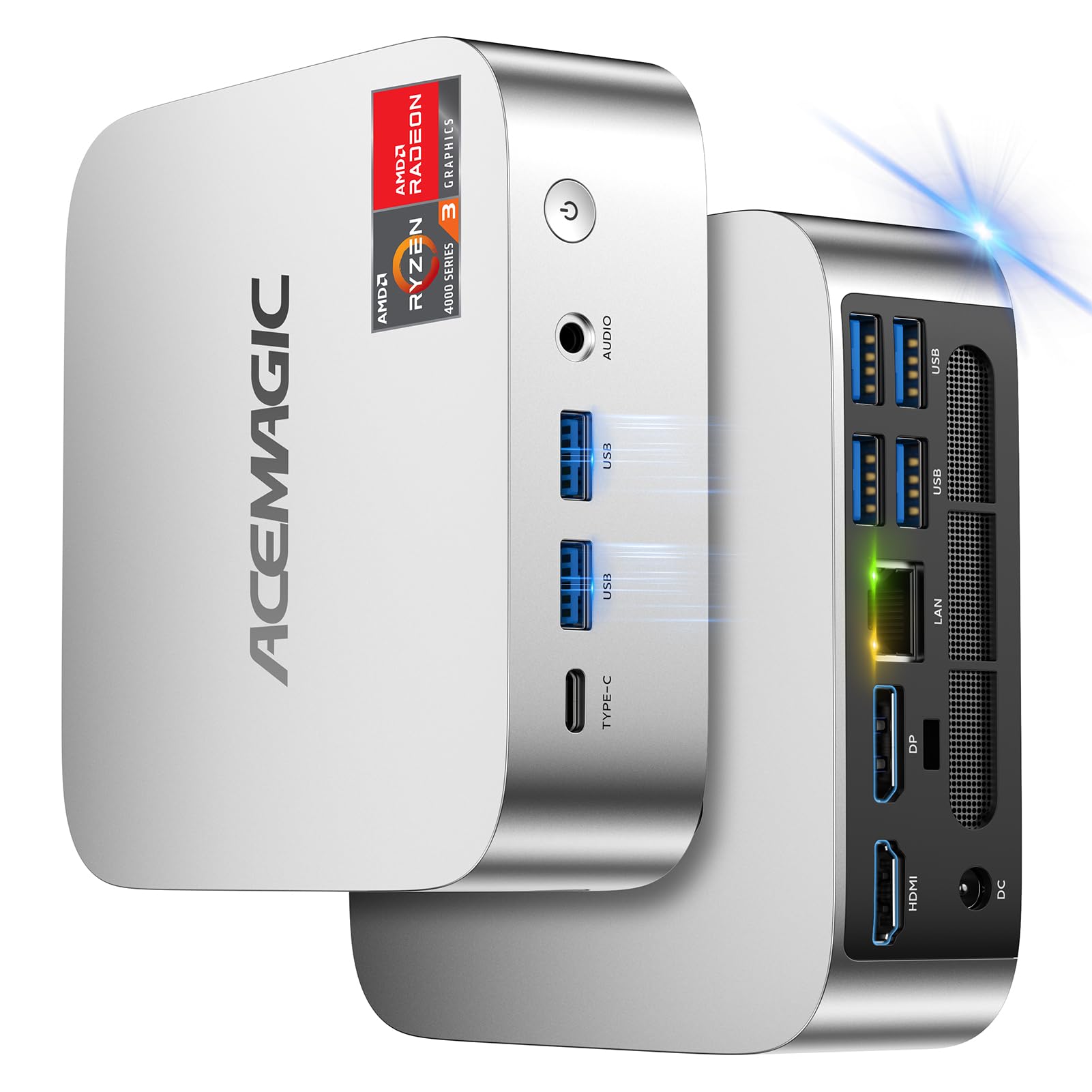 ACEMAGICIAN Kron K1 Smallest Mini PC Windows 11 Pro,AMD Ryzen 4300U (up to 3.7 GHz), 16GB RAM/512GB M.2 SSD, Mini Office Desktop PC, Support 4K@60Hz Display/AMD Radeon Graphics/5G WiFi/BT 4.2/USB 3.2