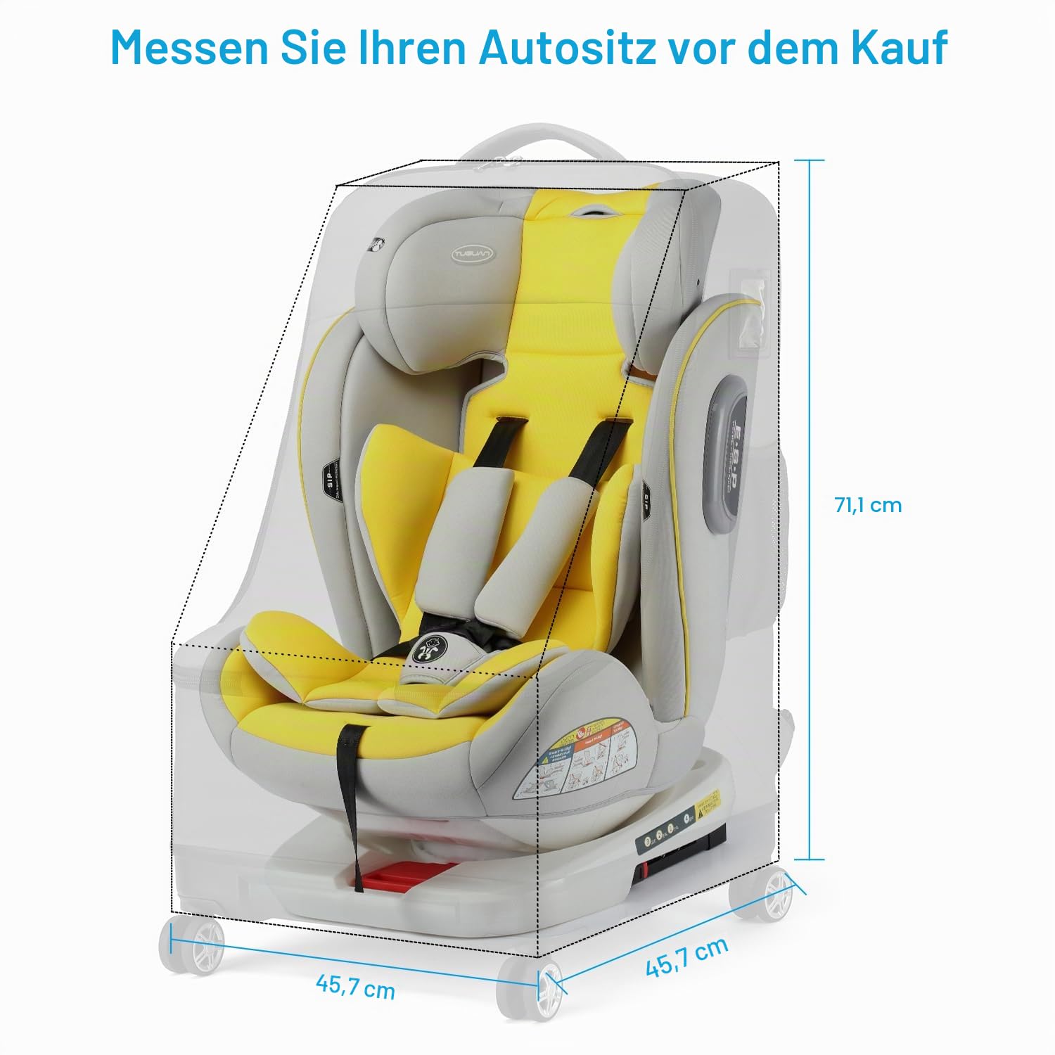 TUGUAN Autositz Reisetasche für Flugzeug mit Rollen, Faltbare Kindersitz Transporttasche Robuste Kinderautositz Rucksack mit Hartem Boden & Schultergurten - für Autokindersitze und Kinderwägen, Braun