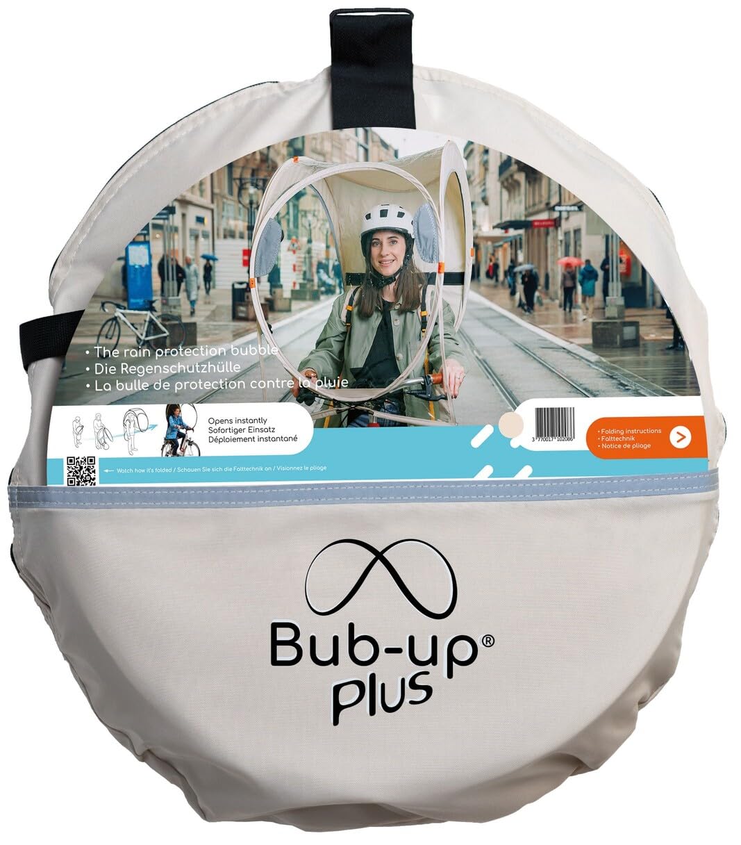 Bub-up Plus La Protection Pluie vélo en Version Plus Qui remplace Le vêtement de Pluie (imperméable, Veste, Cape, Parka, Poncho…). Options complémentaires par Rapport à la Version Classique.