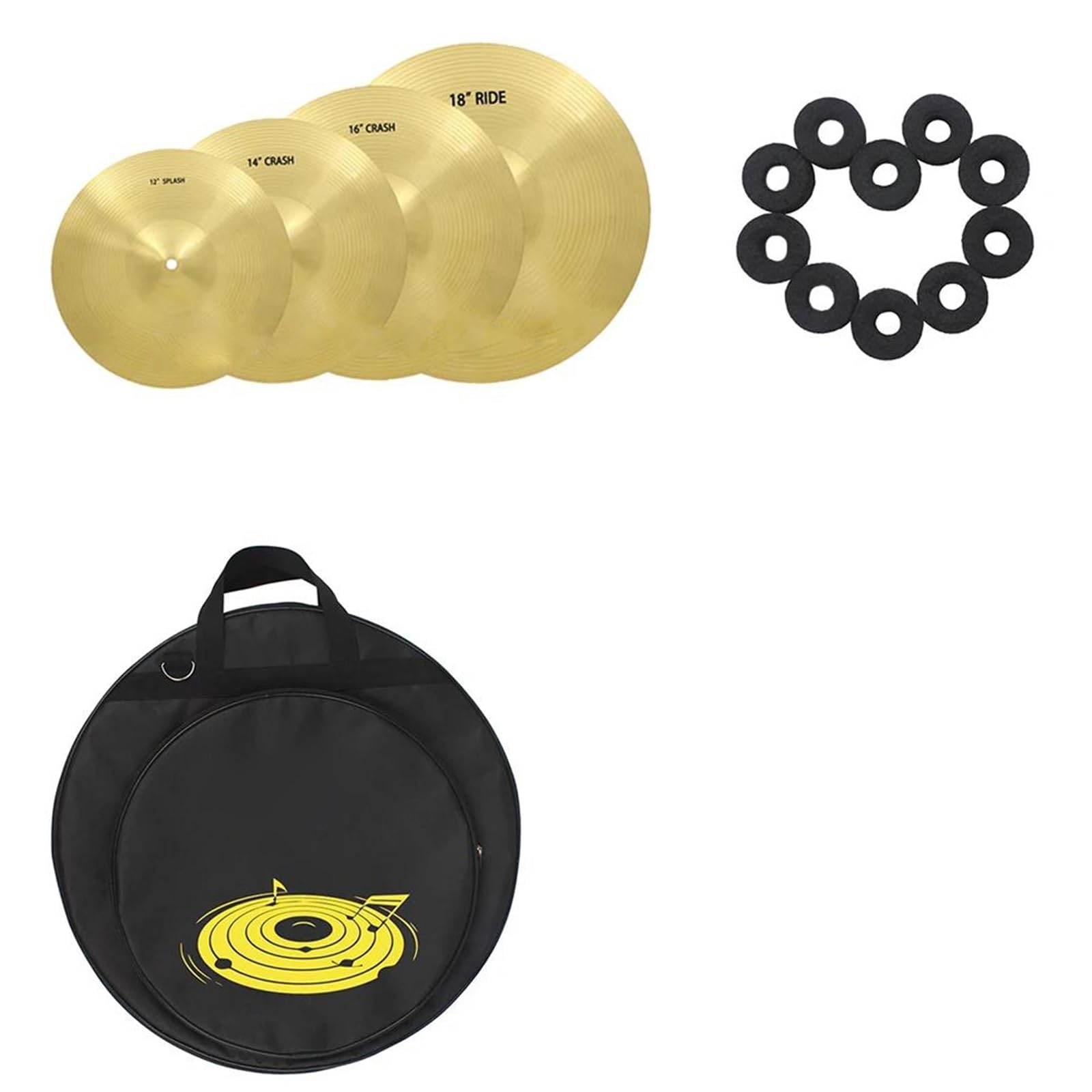 Becken 4 Stück 12 14 16 18 Zoll Becken Splash Crash Ride Für Drum Kit Percussion Instrument Zubehör