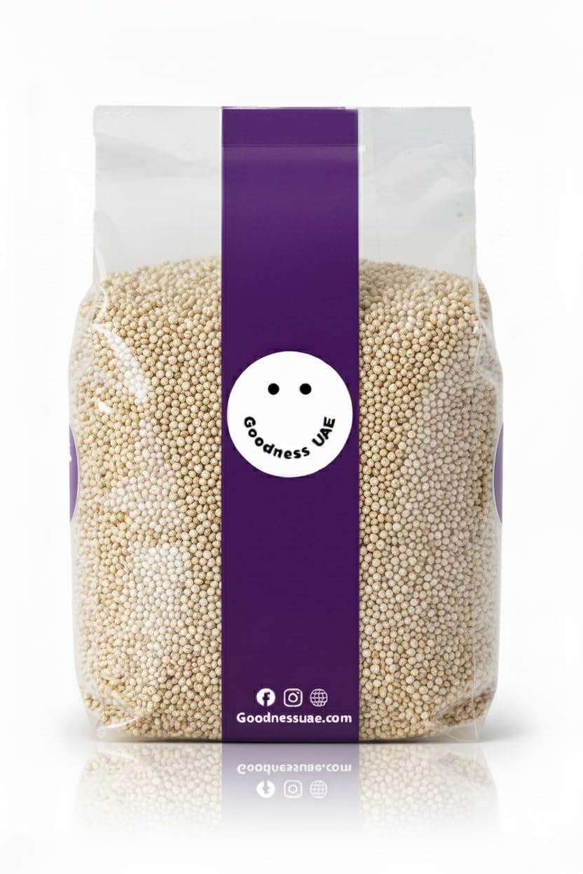 Organic White Quinoa Goodness UAE – 1Kg | Naturally Grown Superfood | High Fibre & Protein | Gluten-Free & Diet-Friendly | Ideal for Salads, Bowls, Baking & Healthy Meals