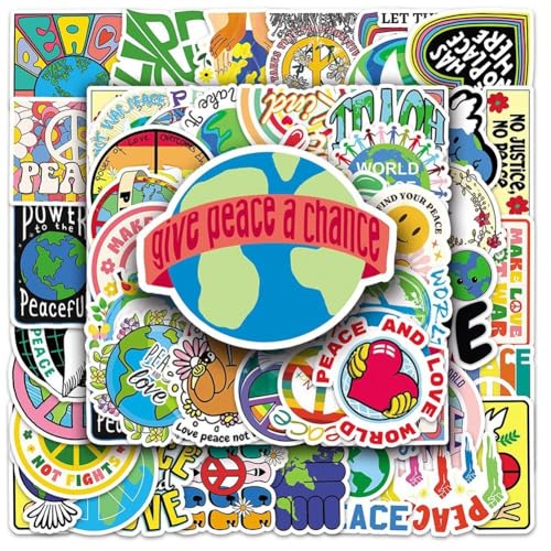 Fituenly Adesivi per Pace nel Mondo, 50 Pezzi di Adesivi