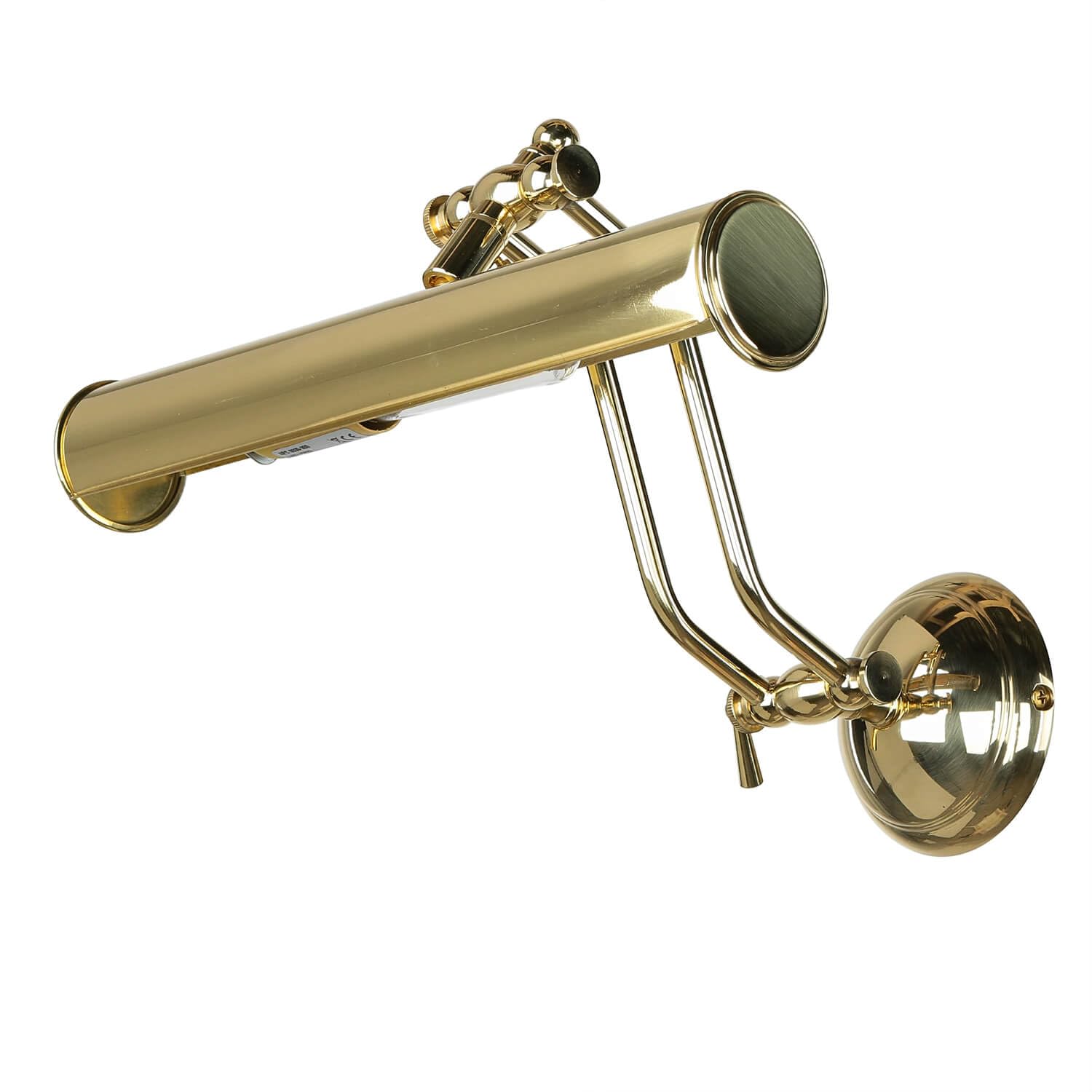 Lámpara para cuadros con articulaciones móviles de latón bronceado auténtico W: 30 cm E14 intercambiable premium salón dormitorio pasillo lámpara para cuadros lámpara de pared