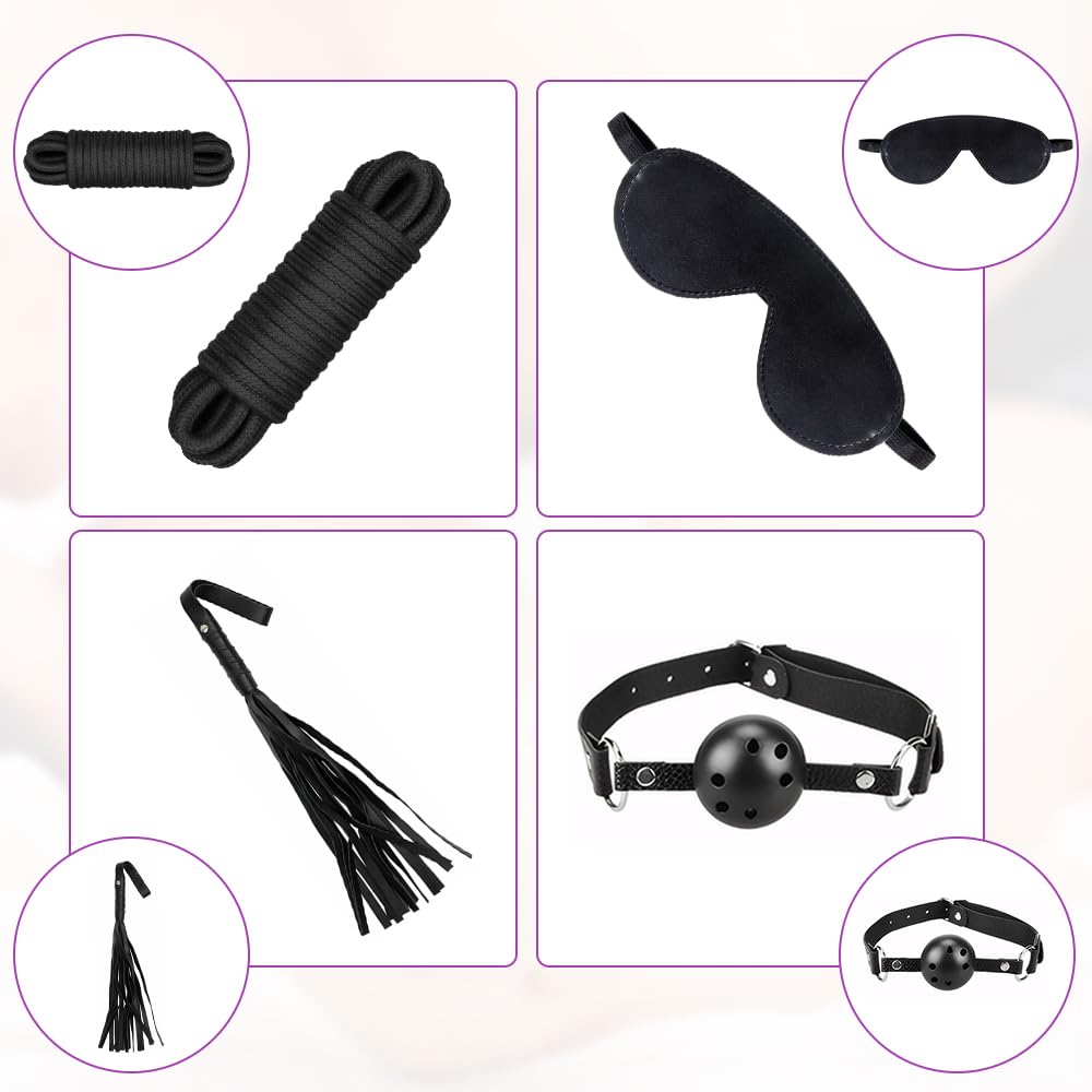34 Piezas SM Bondage Kit, BDSM Restraints Kits con Plug Anal Butt Plug Máscara y Sexual Esposas, Erótico Set Juguetes Sexuales para Parejas Bondage Set Esposas para Principiantes y Experimentados