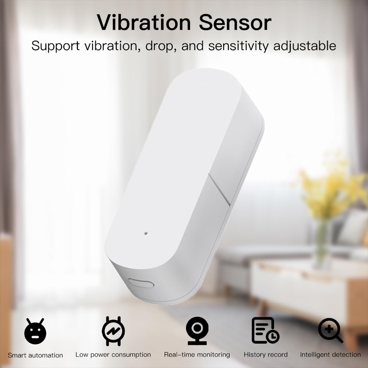 DollaTek Capteur de Vibration Intelligent Le Capteur de Mouvement Prend en Charge la Détection des Chutes de Vibration et la Sensibilité Réglable Compatible avec Tuya Smart Life
