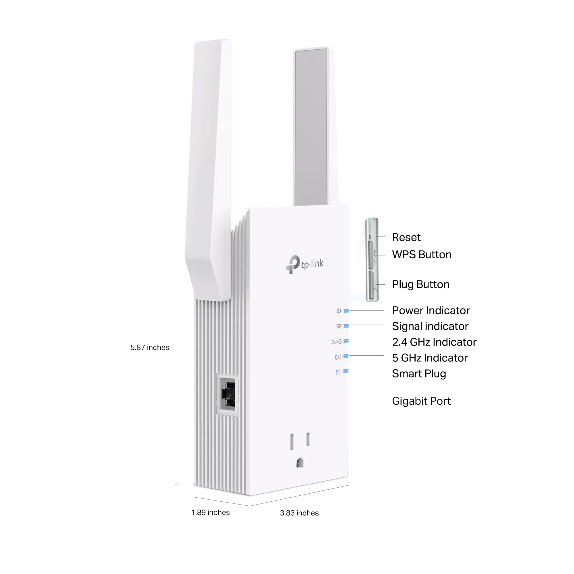 TP-Link RE765X AX3000 WiFi 6 Range Extender w/Smart Plug Integrated Passthrough | Dual-Band Wireless Repeater w/Ethernet Port | Up to 2400 Sq. Ft., 64 Devices | EasyMesh Compatible | App Setup