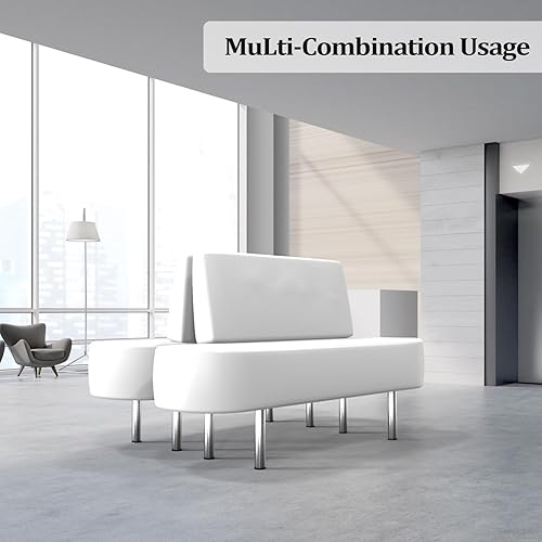 Miniatura 5 de Banco de sala de espera para salón con respaldo, banco de recepción de 59.1 pulgadas, silla de oficina, silla de vestíbulo de piel sintética para