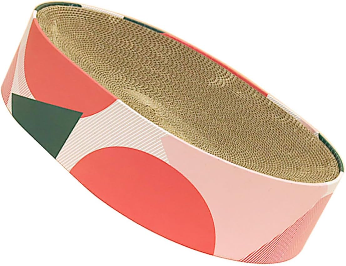 Oval Cat Scratcher Lounge Bed Corrugated Cardboard Cat Scratching Pad Plaything and Kittens