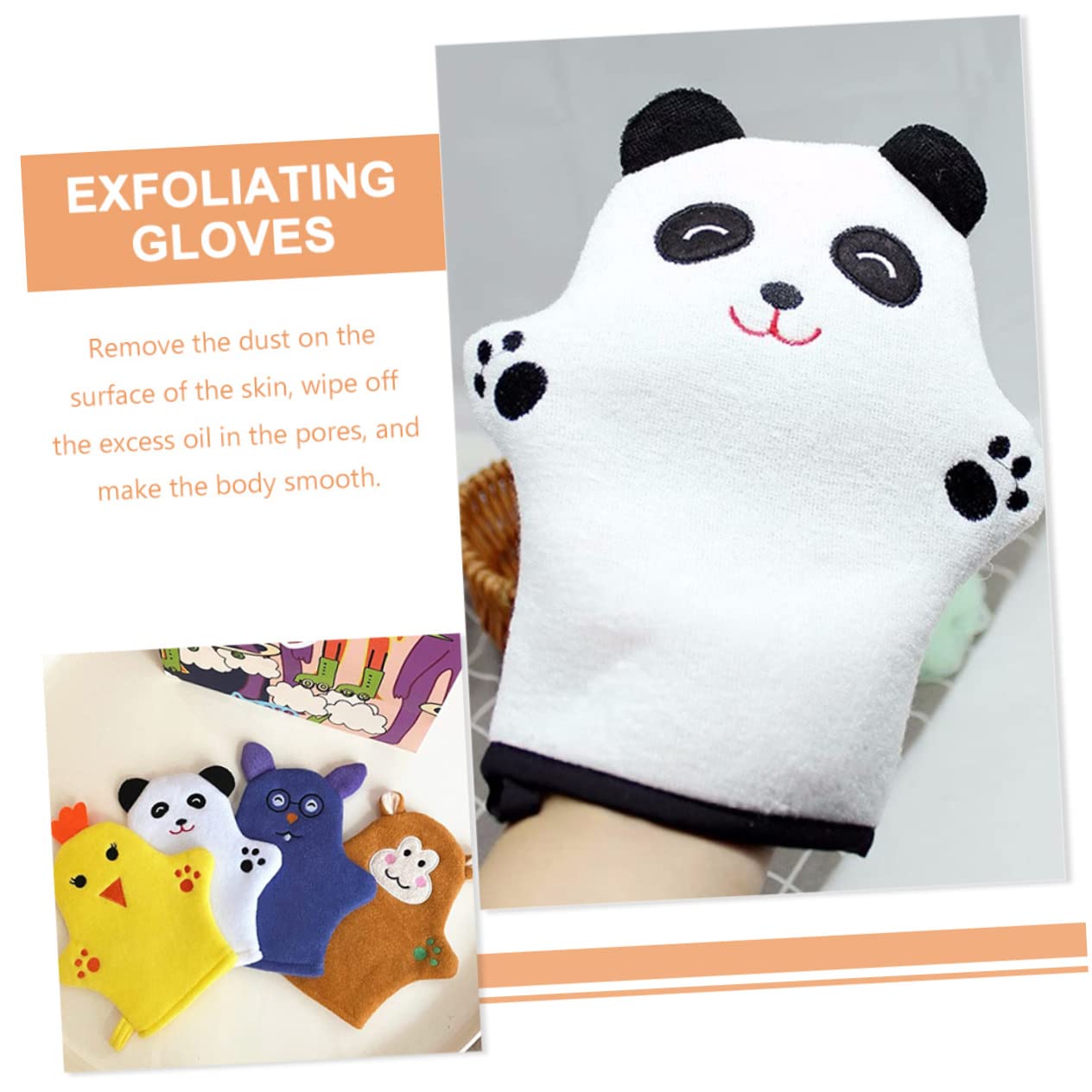 COLLBATH Juego De 3 Guantes De Baño Con Dibujos Animados Para Niños Con Forma De Animales Suaves Y Exfoliantes 4 Unidades X 3