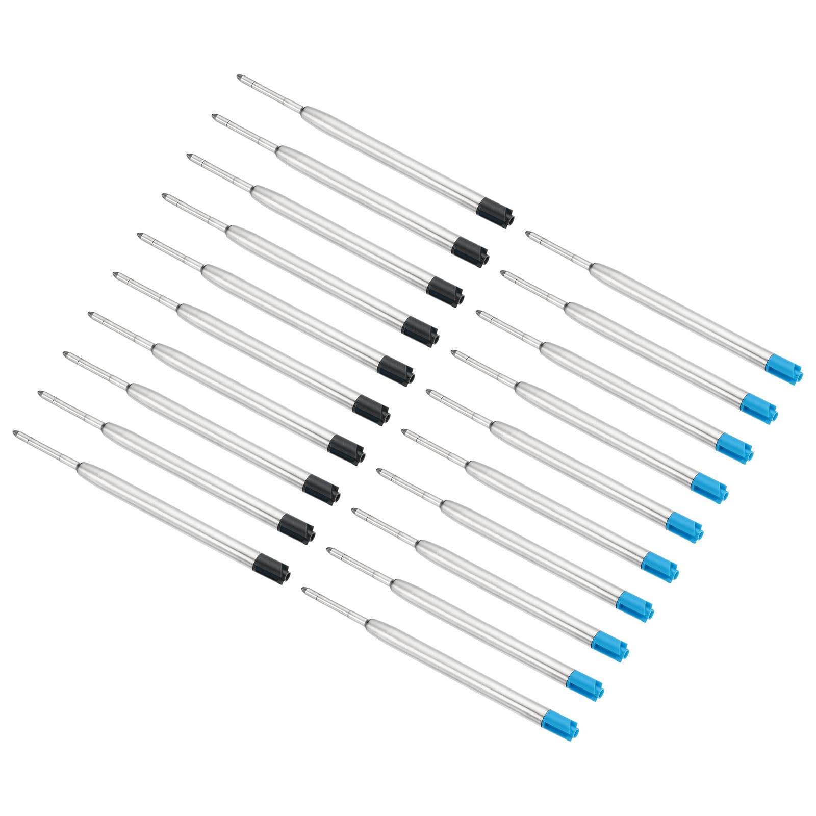 PATIKIL 1mm Pen Ink Refills, 20 Pcs Ballpoint Refill Medium Point Metal Compatible Replaceable Replacement for Retractable Pen Writing Office, Black, Blue Ink