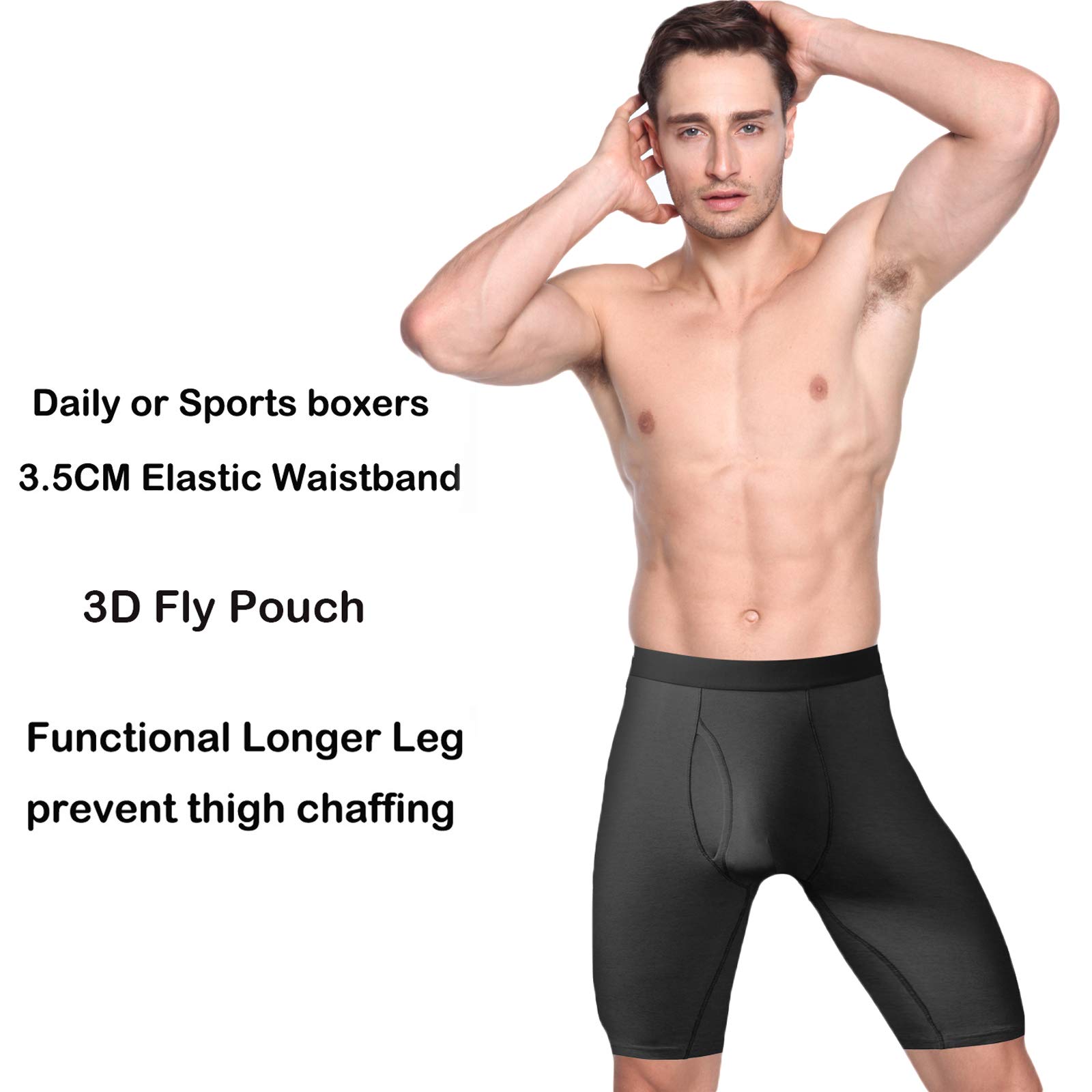 Nuofengkudu Uomo Lunghi Boxer Aderenti Cotone Intimo(3 4Pack)