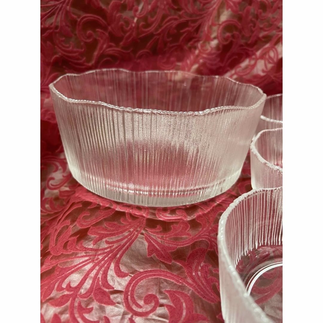 ガラス鉢 そうめん鉢 デザート サラダ ピンク 青 緑 黄色 4個セット レトロ ガラス鉢 そうめん鉢 デザート サラダ ピンク 青 緑 黄色 4個