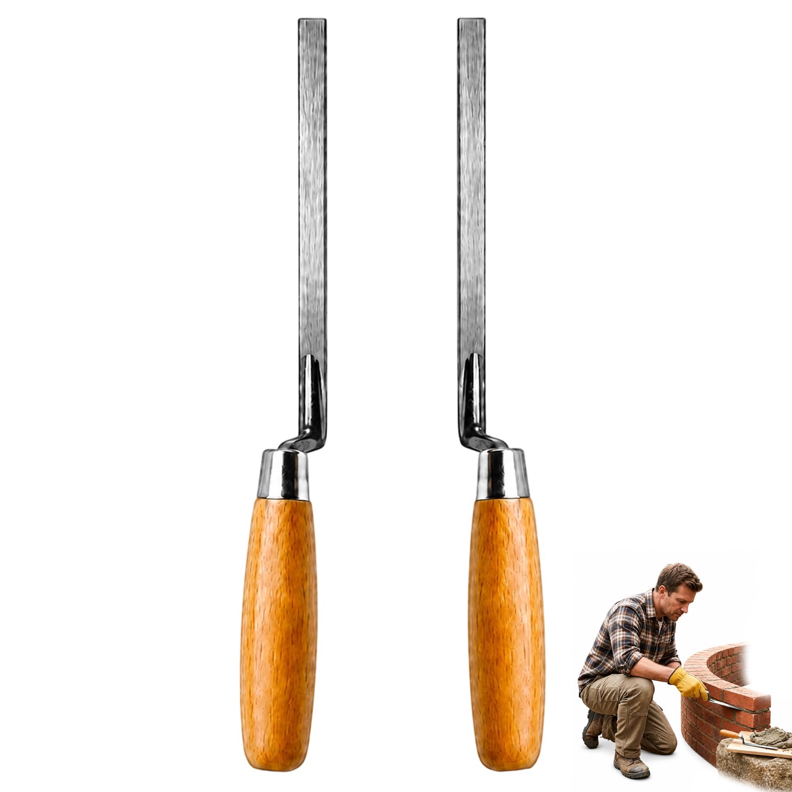 2pcs Pointing Trowels, 0.8m Bricklaying Tools for Pointing Mortar, Cement Trowel Pointing Tool, Finger Trowel Tuck Pointer,Bricklaying and Cement Tool for Pointing Mortar and Tiling - DIY Hand Tool