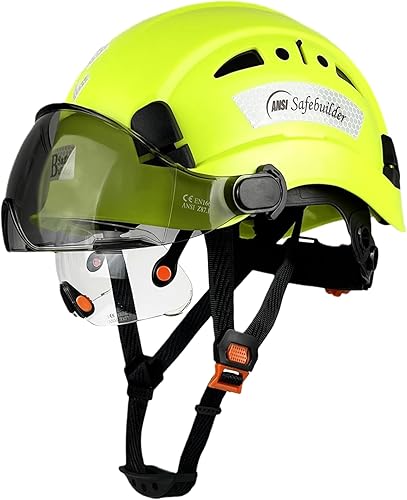 SAFEBUILDER Casco de seguridad industrial con visera incorporada, casco duro ABS con visera ajustable, protección para la cabeza de construcción,