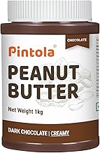 Pintola Peanut Butter Chocolate Flavour Creamy 1kg - 18.6g Protein & 5.2g Dietary Fiber, Made with Premium Roasted Nuts & Cocoa, Gluten Free, Zero Cholesterol & Trans Fat, Vit E & B3, Dark Chocolate