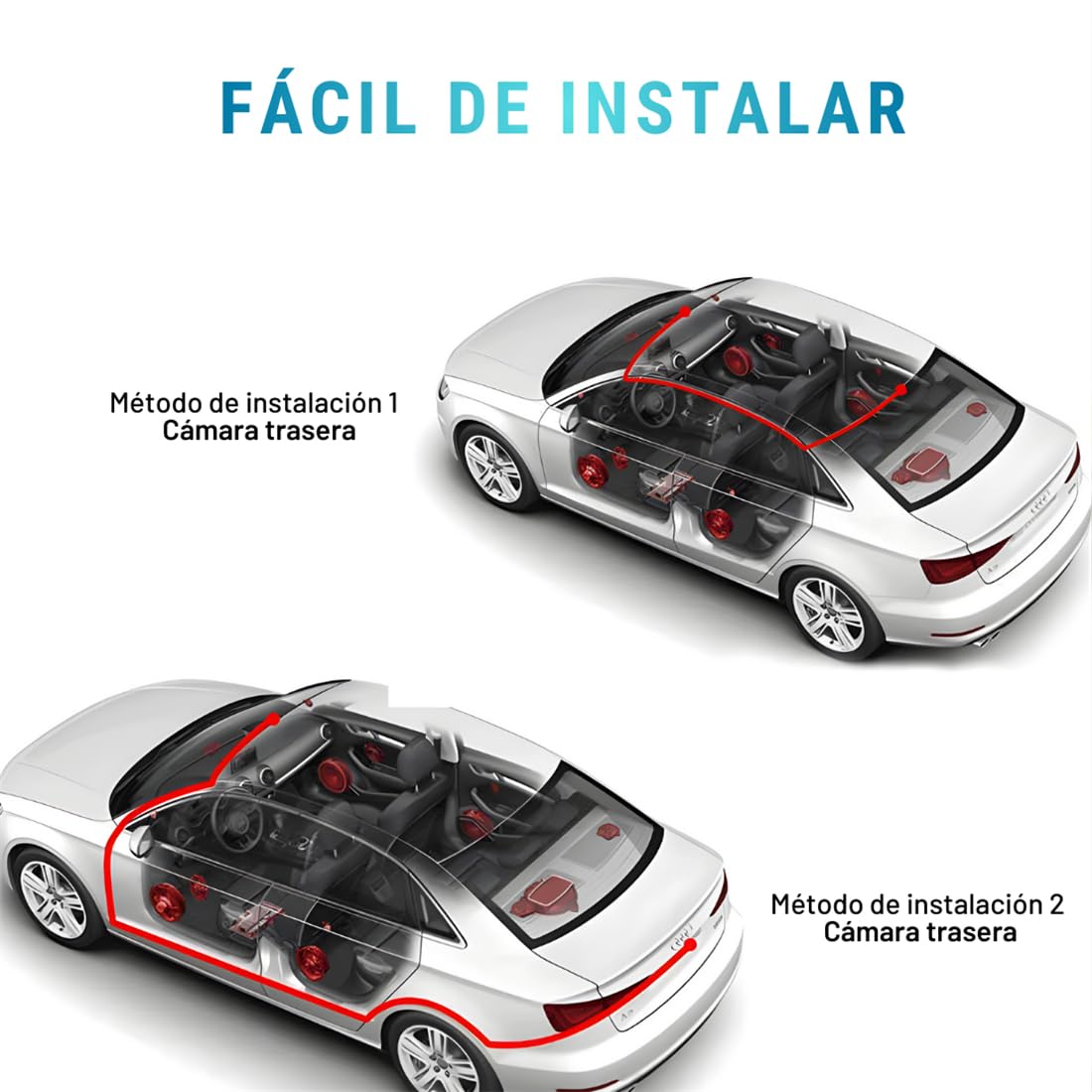 Espejo Retrovisor con Doble Cámara 1080P HD, Visión Nocturna, Grabación Automática Delantera y Trasera, Fácil Instalación Universal para Coche
