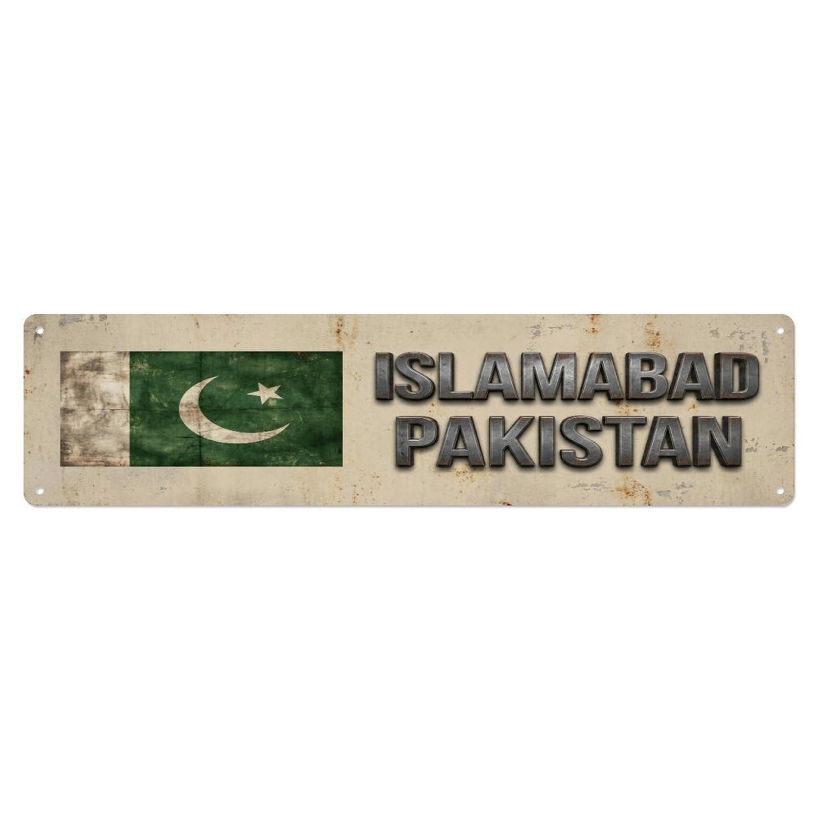 Tgrcjimh Style Metal Tin Sign Vintage Islamabad Pakistan Flag Decor Rustic Travel