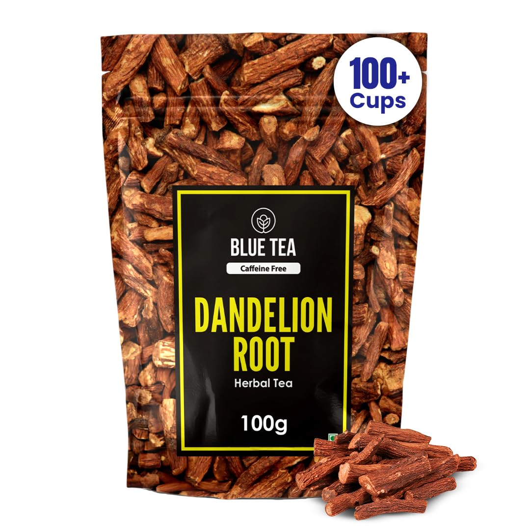 BLUE TEA - Dandelion Root Tea - 100 grams | IMPROVES DIGESTION | Liver Detox Herbal Tea - Caffeine Free - Non-Bitter - Mild Flavor | Ziplock Pack