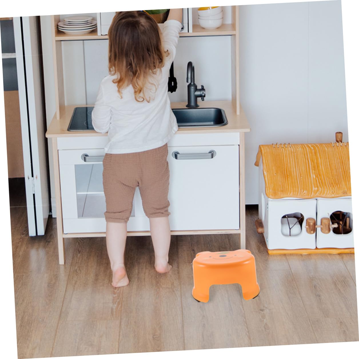 2 Stück Kunststoff Tritthocker Kinder rutschfest Stabil Cartoon Kinderbadezimmer Hocker für Zuhause Kindergarten Leicht und Tragbar