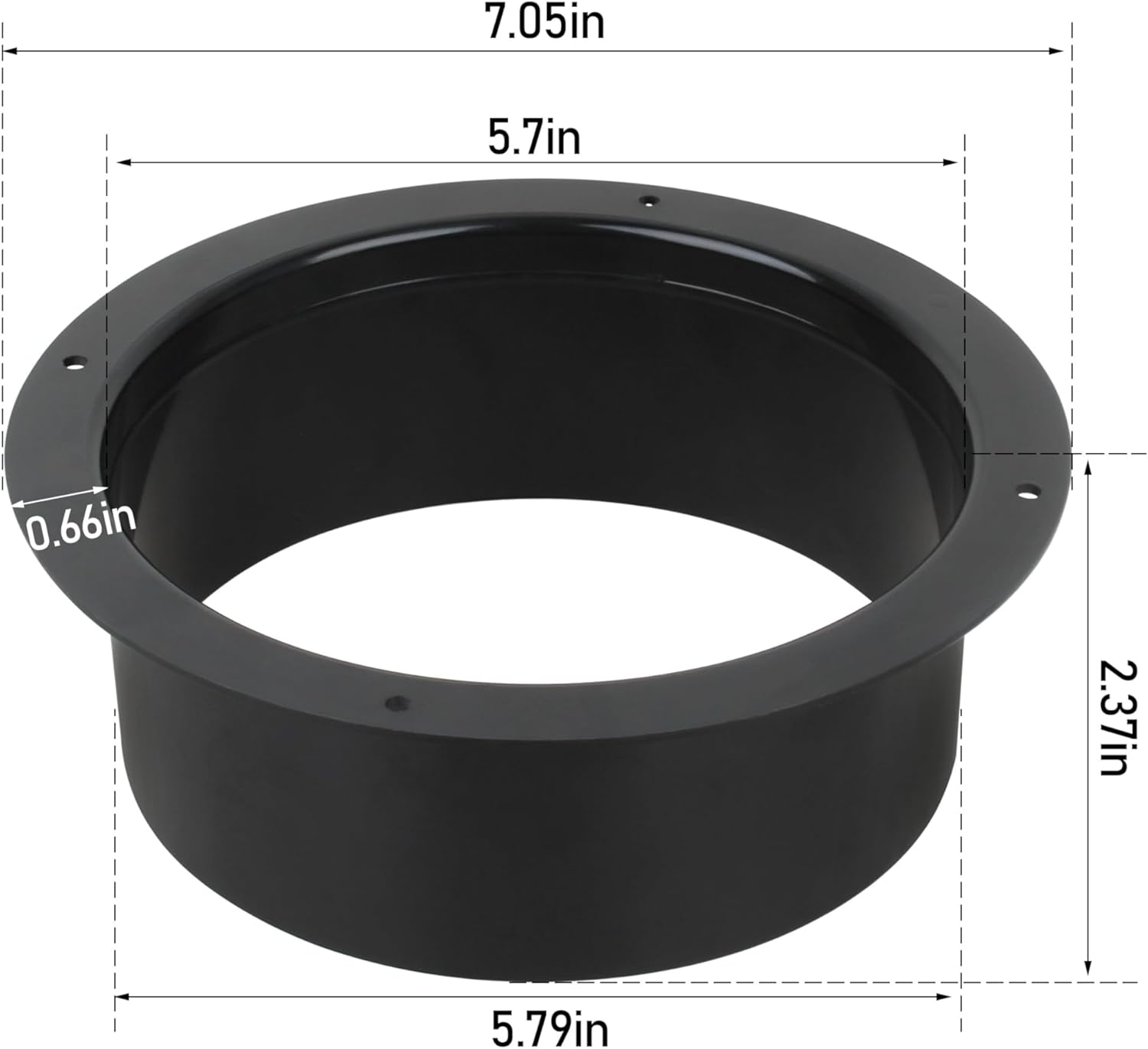 Duct Connector Wall Plate, 6 Inch, Black, 2 Pack, HVAC Ventilation System