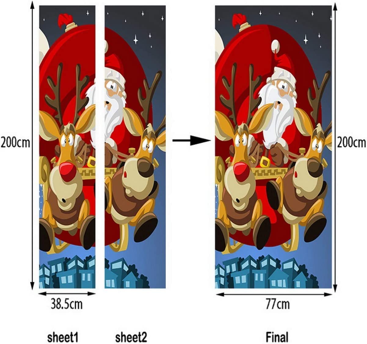 Adesivo Murale Per Porta Natale 88 X 200 Cm Decalcomanie
