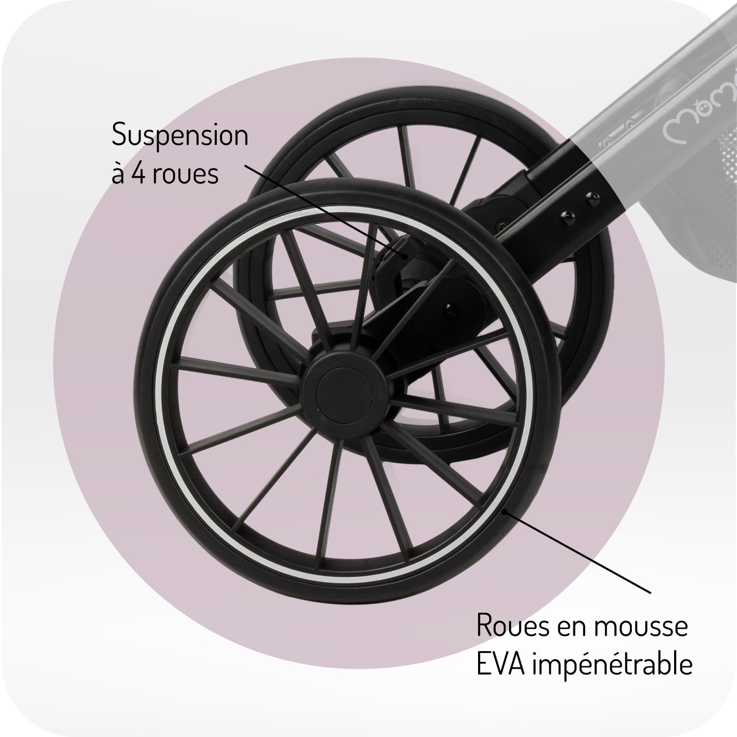 MoMi ESTELLE LIGHT PLUS Poussette à partir de 6 mois (jusqu'à 22 kg), poussette pliante avec harnais de sécurité 5 points, panier de courses avec fonction de dépliage, poignée télescopique de traction