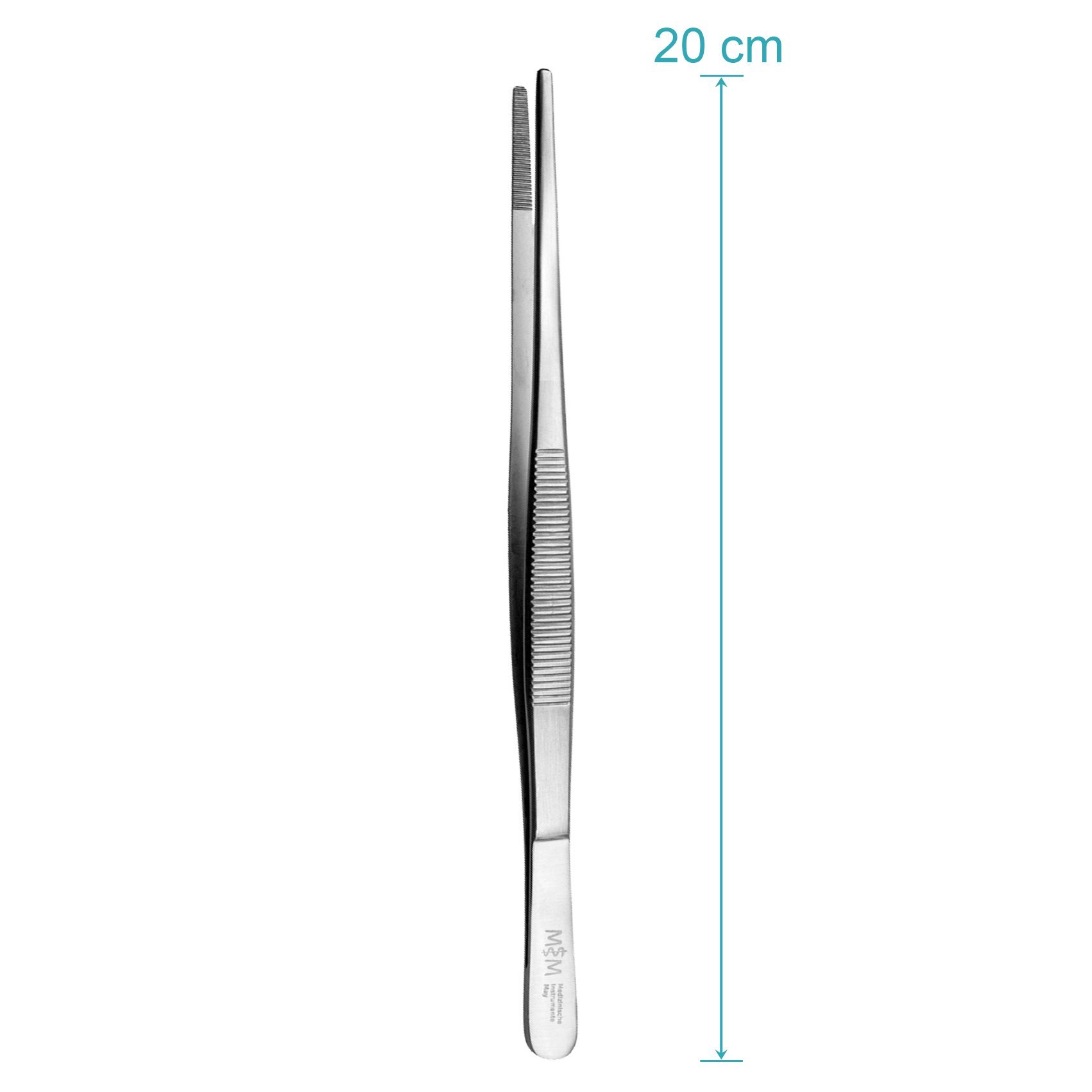 May - Zestaw – 10 x uniwersalna pęseta 20 cm – pęseta domowa – prosta – okrągła końcówka – obrębiona wewnątrz – stal nierdzewna