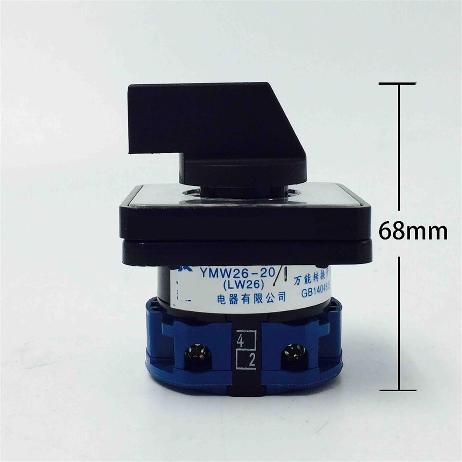 1Pcs LW26-20/1 DIN Mounted ON-Off Rotary Switch Knob 2 Position 0-1 Changeover Cam Switches 20A 1 Pole 4 Terminals Control Circuit(with DIN)