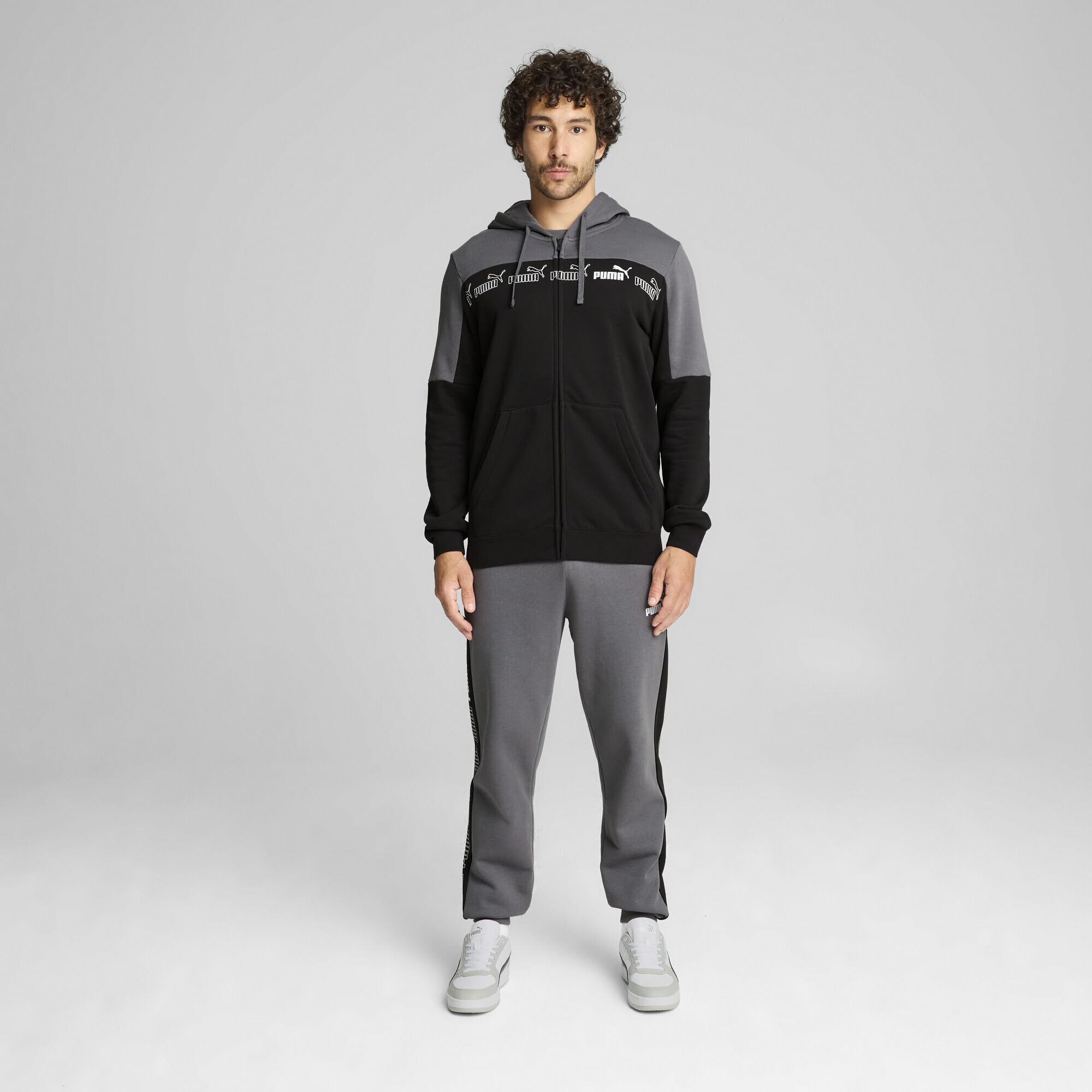 PUMA Felpa con Cappuccio e Zip Integrale Around The Block da Uomo